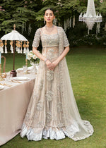 Nude Pearl & Crystal Net Pishwas Dress (3-Piece) - Image 2