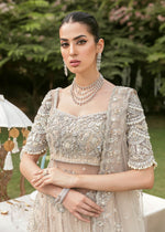 Nude Pearl & Crystal Net Pishwas Dress (3-Piece) - Image 3