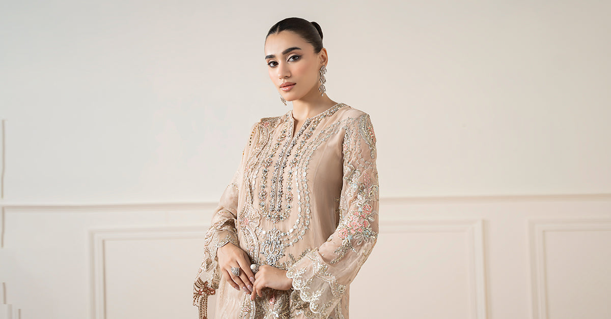 Skin Embroidered Bemberg Chiffon Straight-Cut Suit (3-Piece) - Image 2