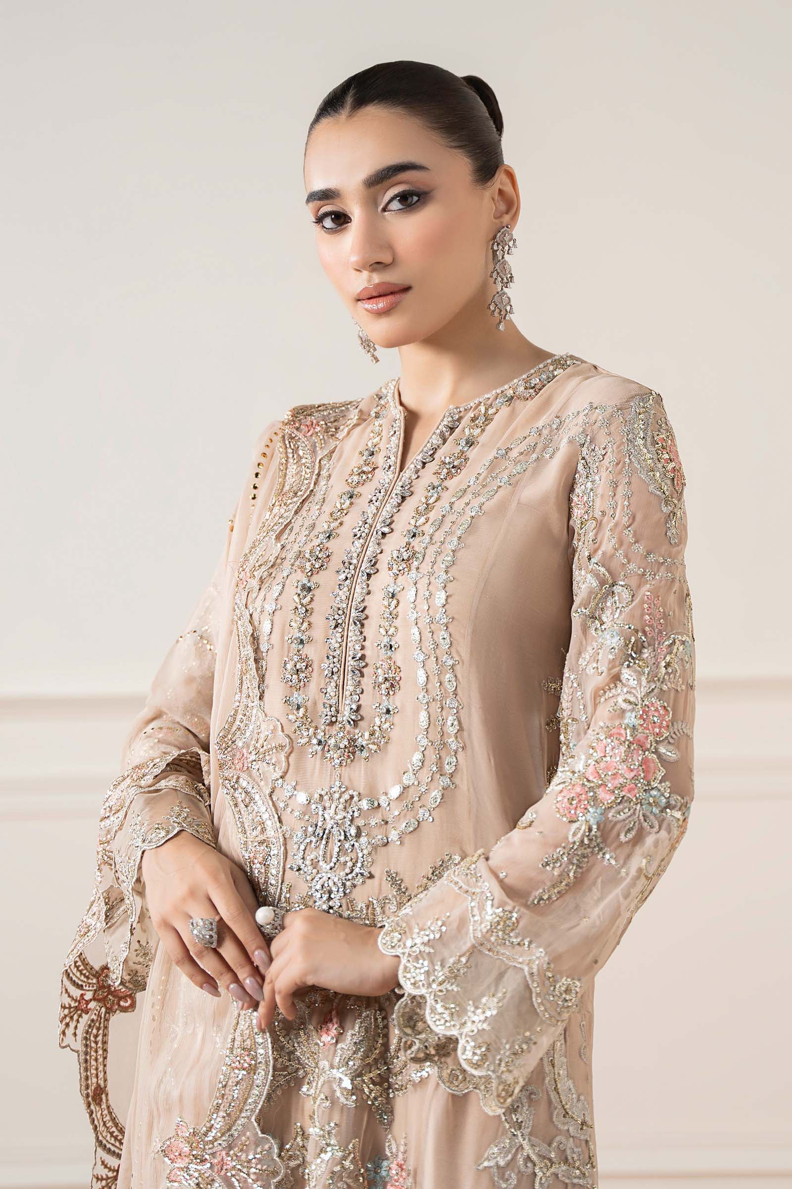 Skin Embroidered Bemberg Chiffon Straight-Cut Suit (3-Piece) - Image 3