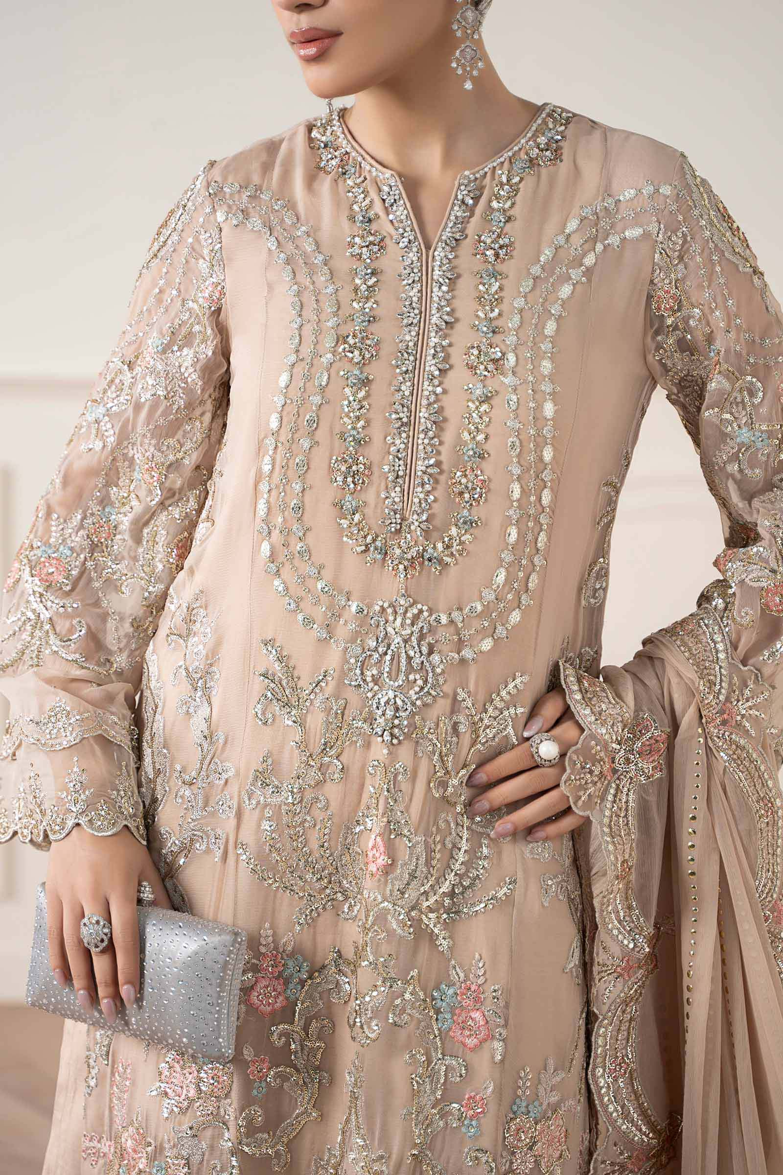 Skin Embroidered Bemberg Chiffon Straight-Cut Suit (3-Piece) - Image 9