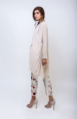 Parfait Nude Embroidered Georgette Chiffon Salwar Kameez (2-Piece) - Image 3