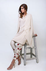 Parfait Nude Embroidered Georgette Chiffon Salwar Kameez (2-Piece) - Image 4