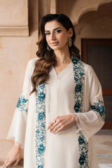 Parfait Nude Embroidered Georgette Chiffon Salwar Kameez (3-Piece) - Image 3