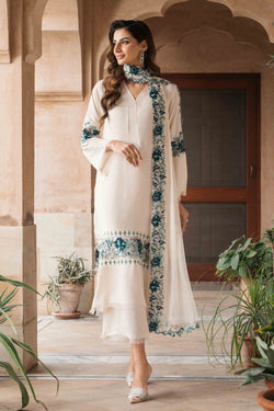 Parfait Nude Embroidered Georgette Chiffon Salwar Kameez (3-Piece) - Image 1