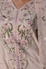 Pakistani Parfait Nude Embroidered Georgette Salwar Kameez (3-Piece) - Image 8