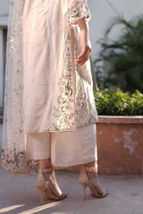 Pakistani Parfait Nude Embroidered Georgette Salwar Kameez (3-Piece) - Image 9