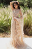 Pakistani Nude Embellished Net Saree with Organza Frill (2-Piece) - Image 3