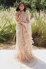 Pakistani Nude Embellished Net Saree with Organza Frill (2-Piece) - Image 6