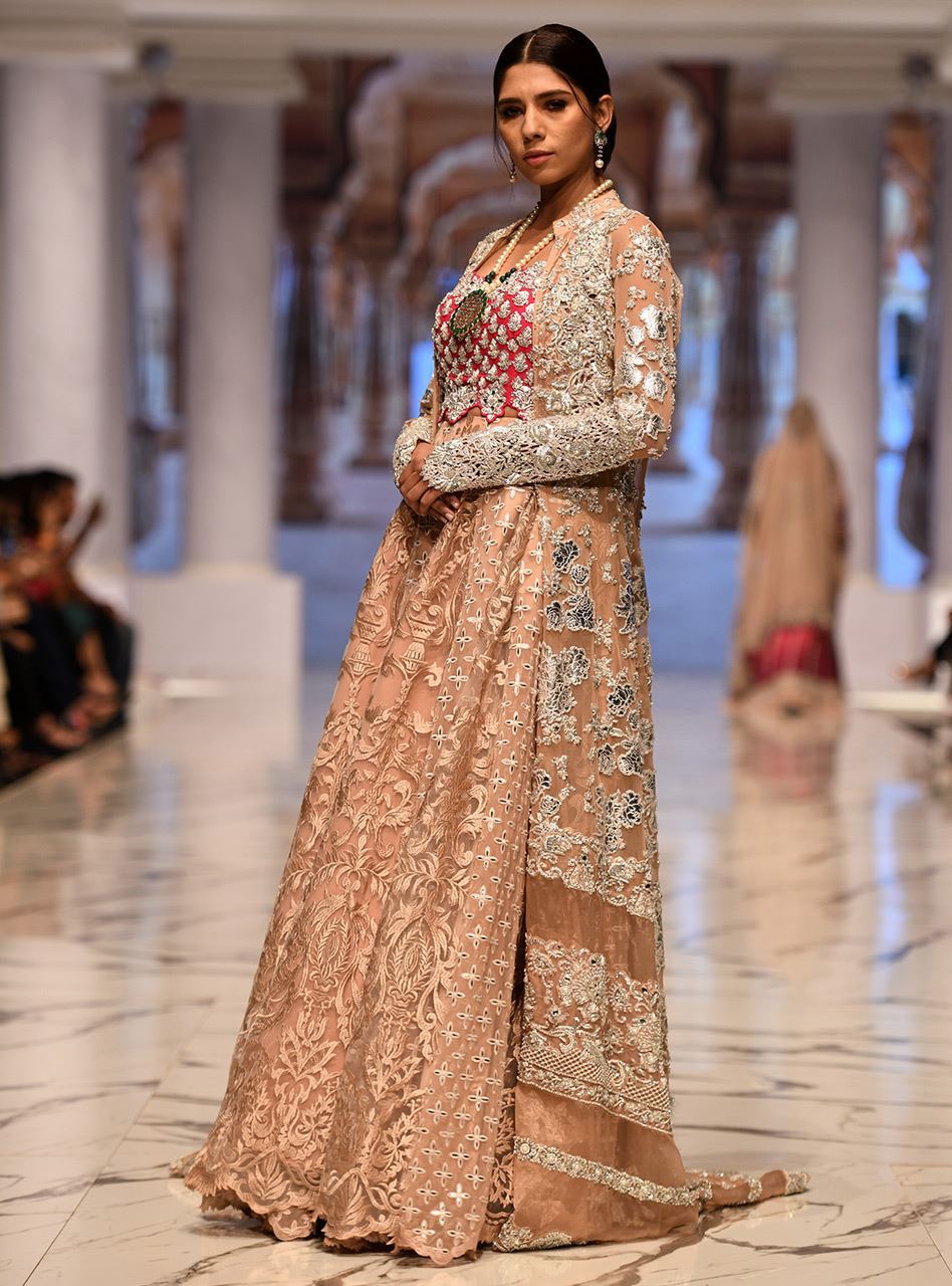 Nude Embellished Net Sharara Set (3-Piece) - Image 2