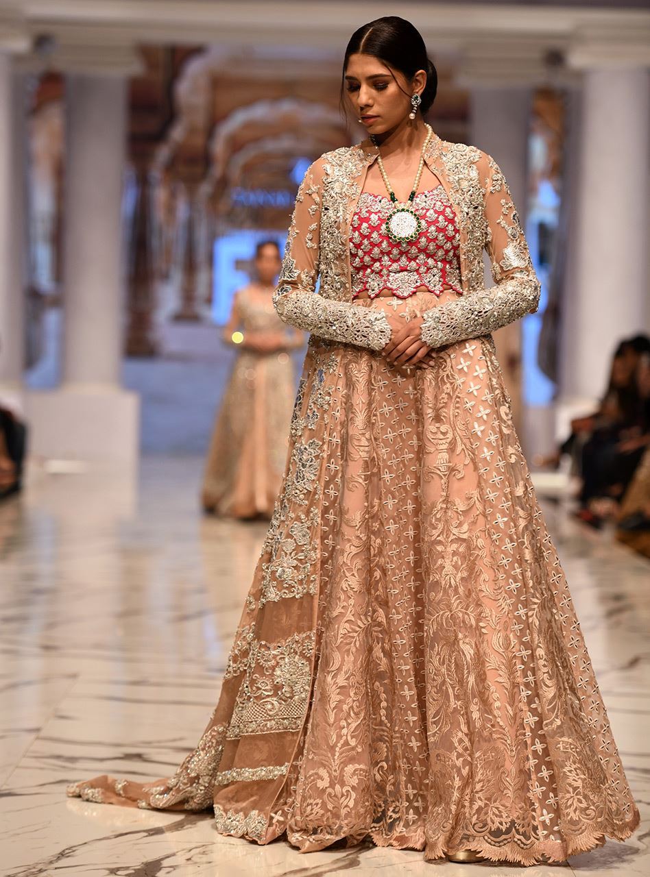 Nude Embellished Net Sharara Set (3-Piece) - Image 3