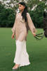 Nude Embellished Crepe Batwing Kurta Set (2-Piece) - Image 5