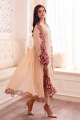 Parfait Nude Cutwork Embroidered Georgette Chiffon Salwar Kameez (3-Piece) - Image 4