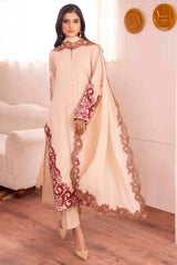 Parfait Nude Cutwork Embroidered Georgette Chiffon Salwar Kameez (3-Piece) - Image 7