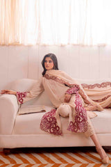 Parfait Nude Cutwork Embroidered Georgette Chiffon Salwar Kameez (3-Piece) - Image 5