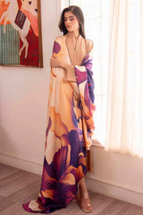 Pakistani Nude Frayed-Edge Georgette Chiffon Co-ord Set (3-Piece) - Image 4