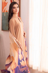 Pakistani Nude Frayed-Edge Georgette Chiffon Co-ord Set (3-Piece) - Image 6