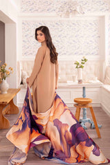 Pakistani Nude Frayed-Edge Georgette Chiffon Co-ord Set (3-Piece) - Image 7