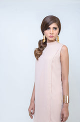 Parfait Nude Georgette Tunic & Wide-Leg Trousers (2-Piece) - Image 3