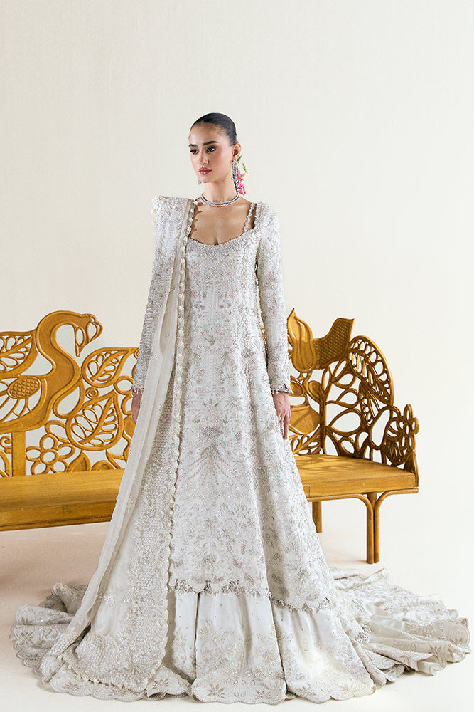 Off-White Embellished Tissue Silk Bridal Lehenga (3-Piece) - Image 1