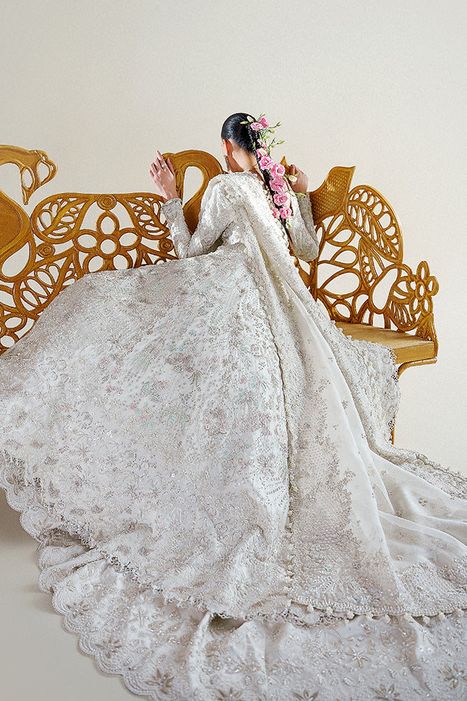 Off-White Embellished Tissue Silk Bridal Lehenga (3-Piece) - Image 4