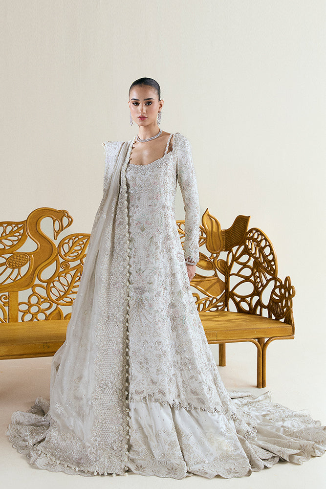 Off-White Embellished Tissue Silk Bridal Lehenga (3-Piece) - Image 6