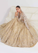Indian Olive Green Embroidered Net & Brocade Bridal Lehenga (3-Piece) - Image 5