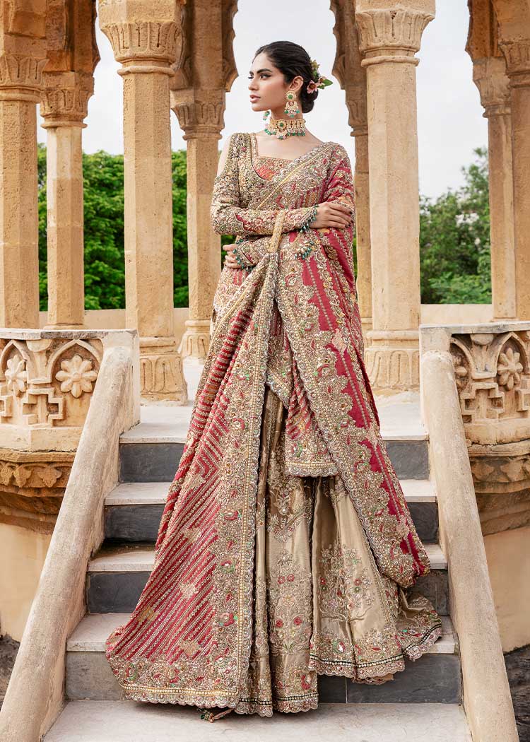 Olive & Deep Red Embellished Silk Lehenga Choli (3-Piece) - Image 1