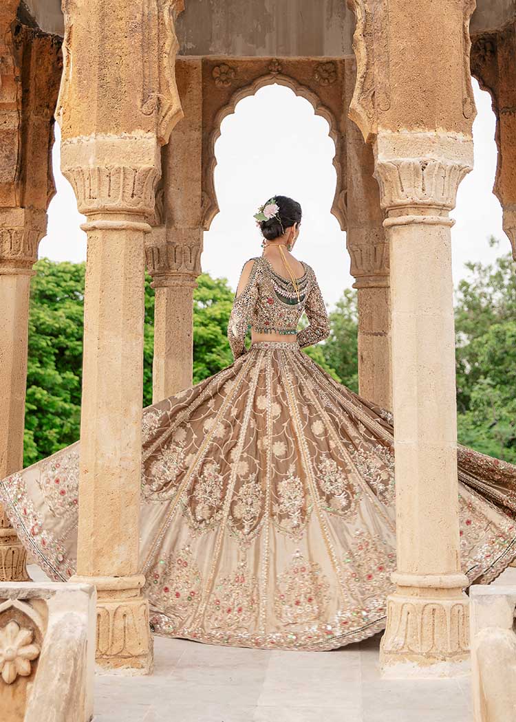 Olive & Deep Red Embellished Silk Lehenga Choli (3-Piece) - Image 2