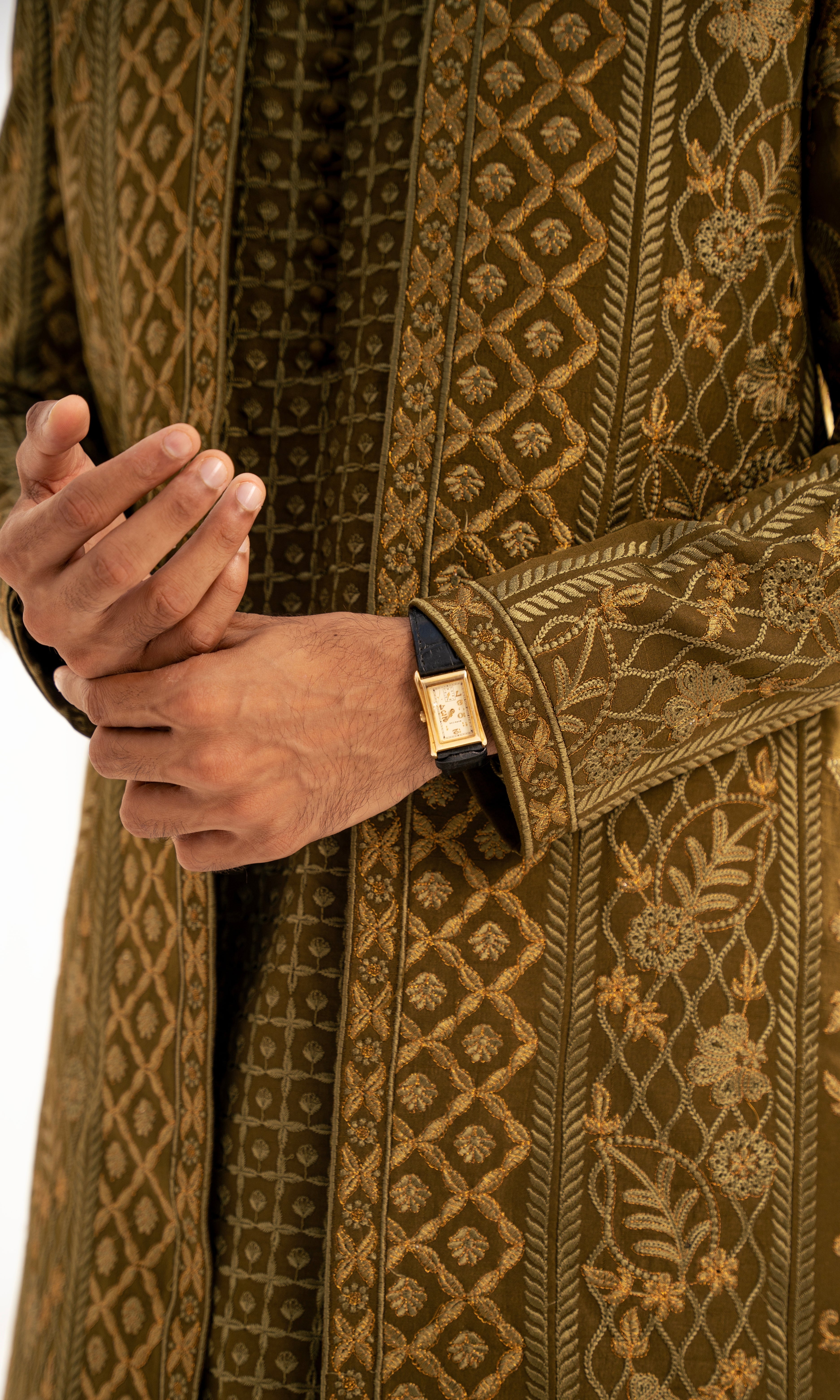 Olive Jacquard Prince Coat (2-Piece) - Image 5