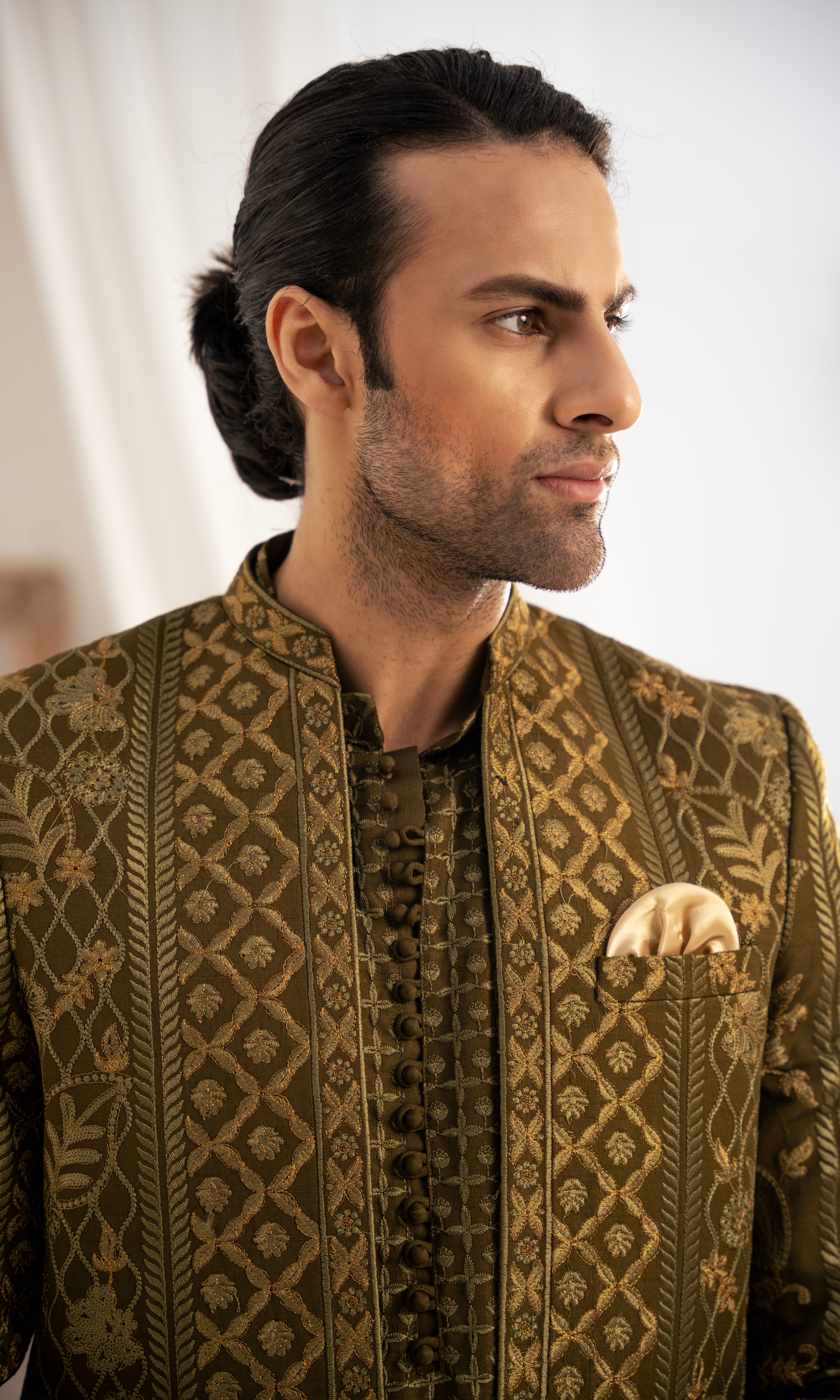 Olive Jacquard Prince Coat (2-Piece) - Image 6