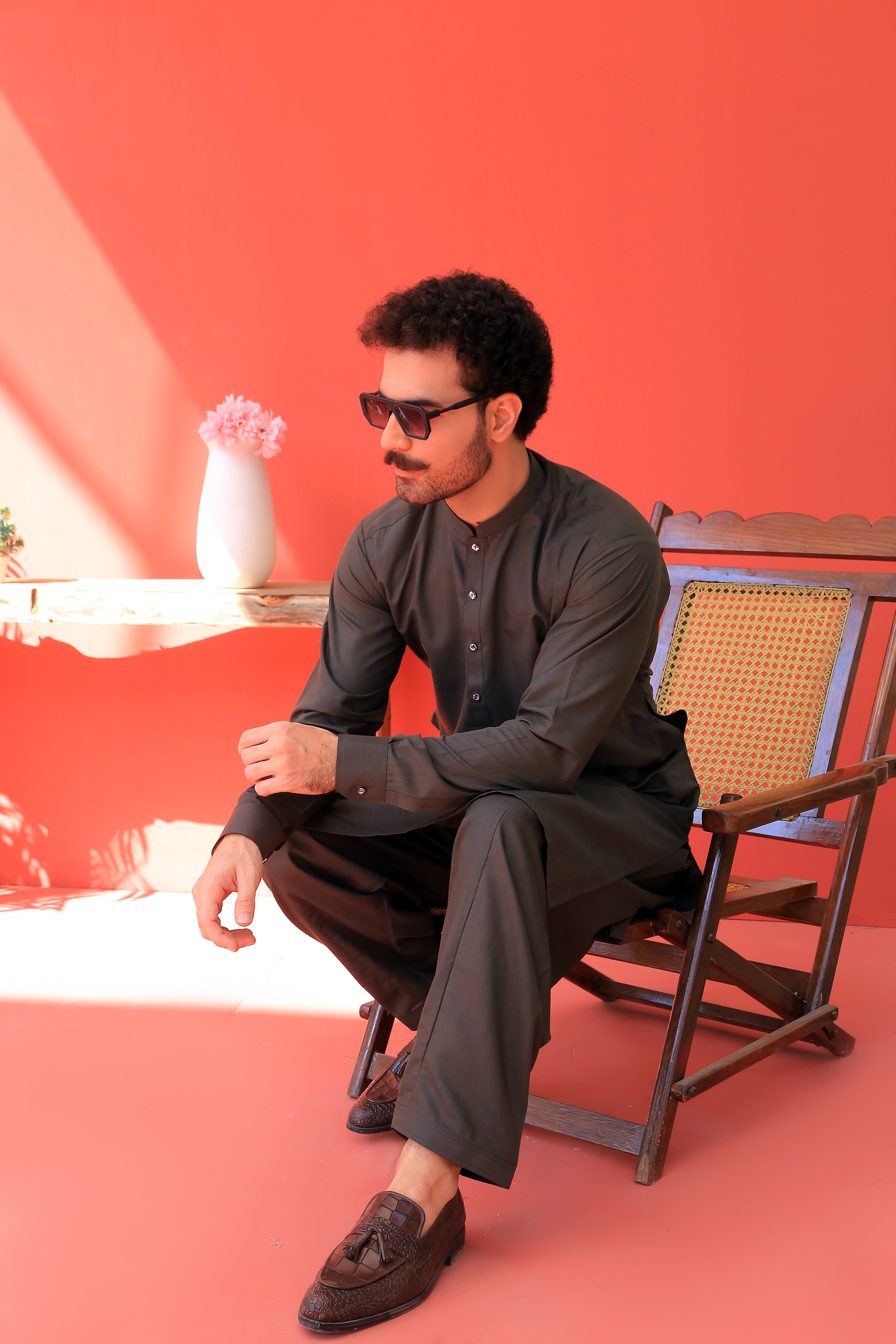 Deep Olive Cotton Blend Shalwar Kameez (2-Piece) - Image 1