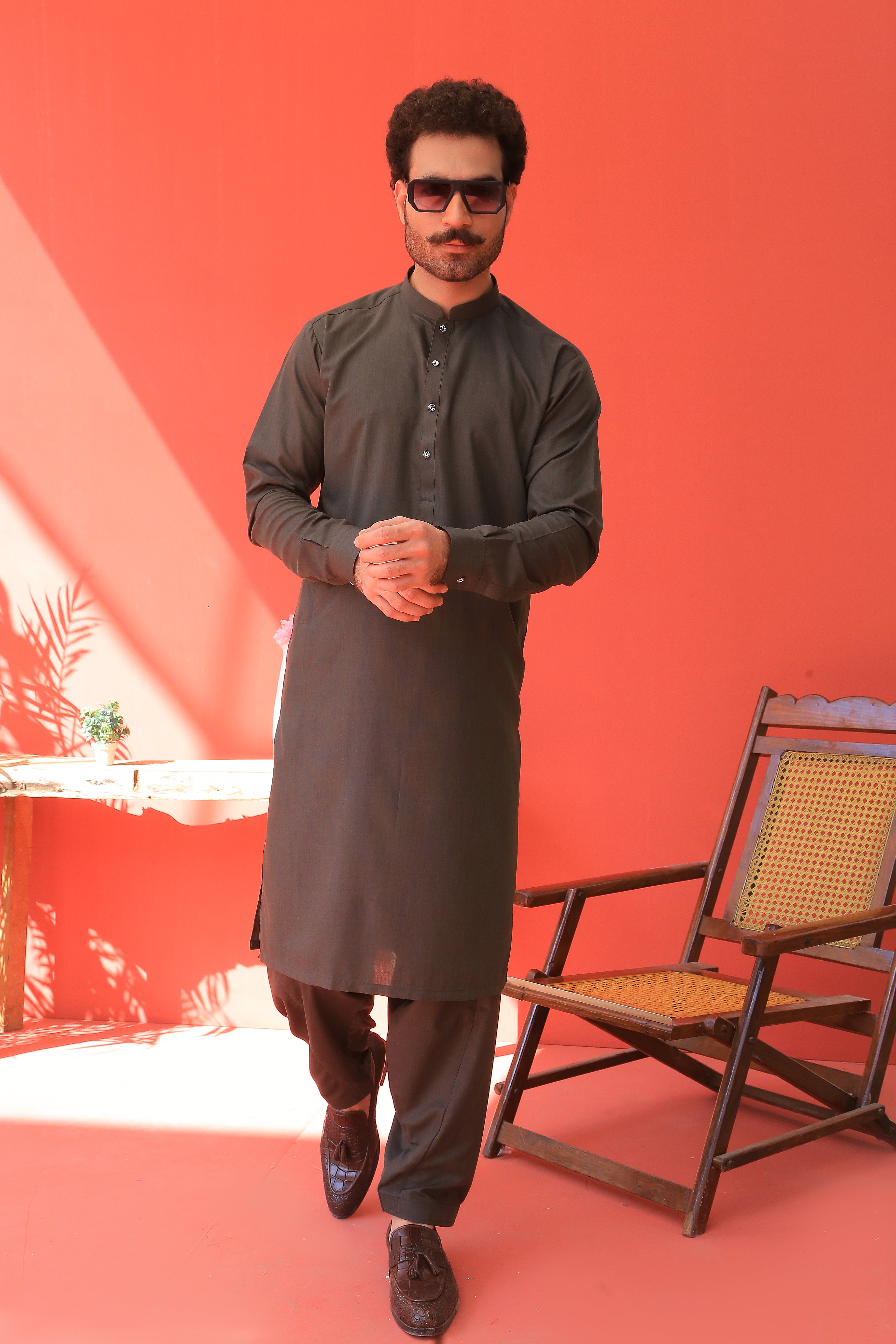 Deep Olive Cotton Blend Shalwar Kameez (2-Piece) - Image 4