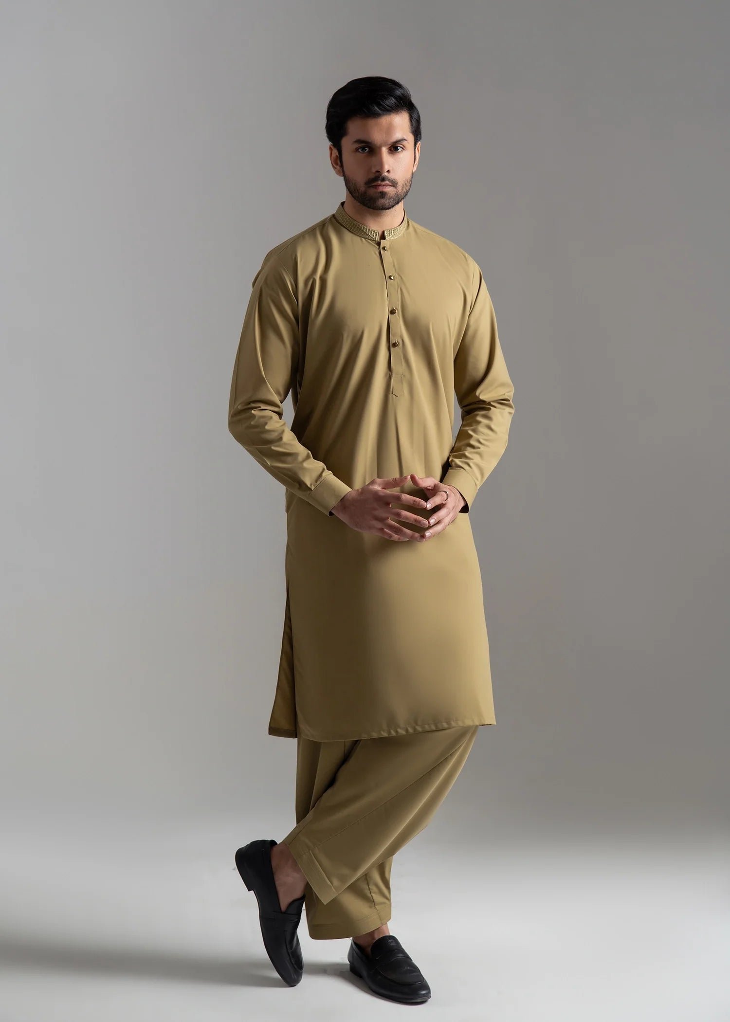 Olive Wash & Wear Shalwar Kameez (2-Piece) - Image 1