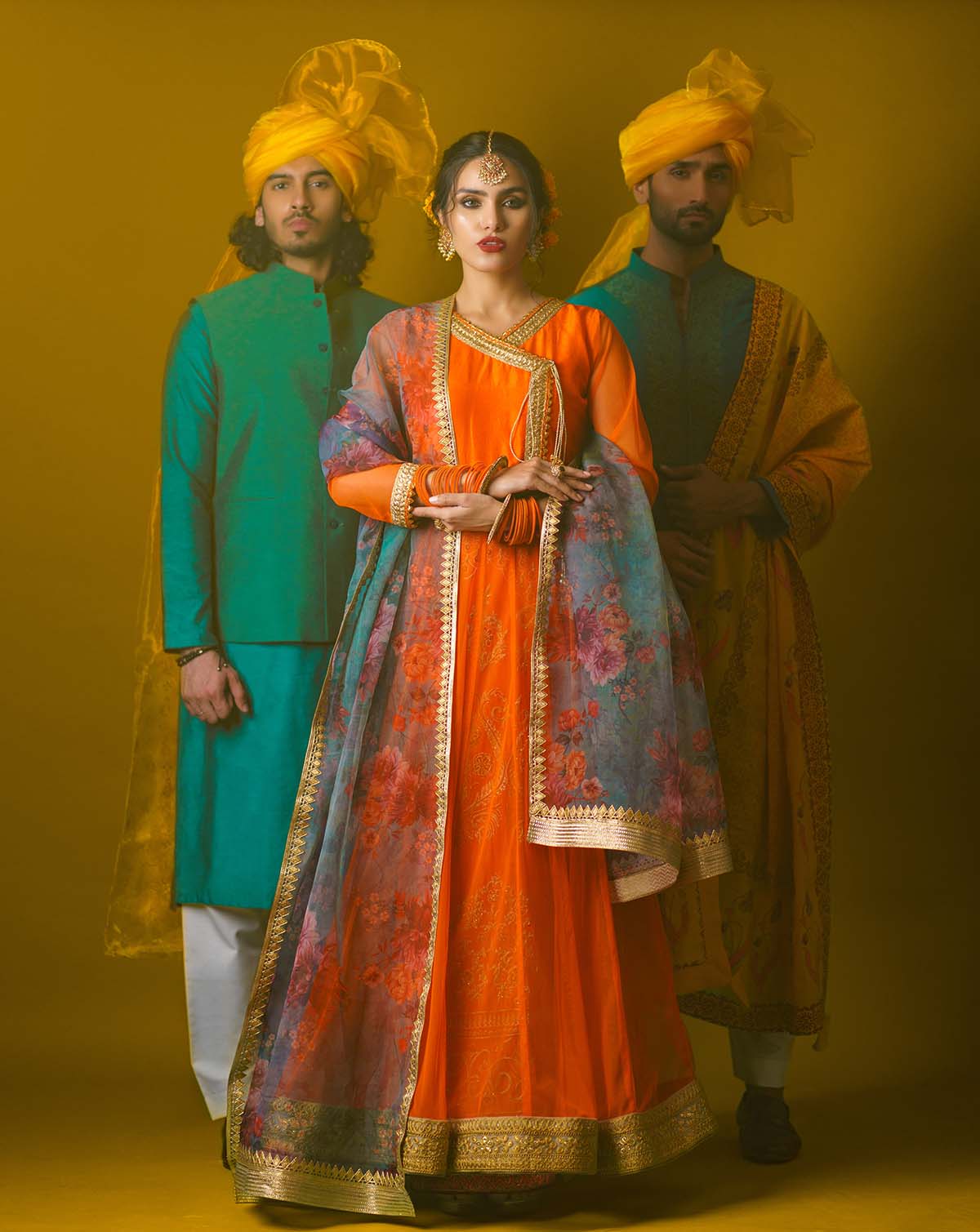 Orange Zari Silk-Blend Anarkali Dress (2-Piece) - Image 2