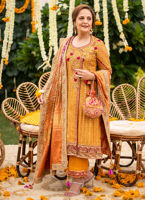Orange Zari Cotton Net Angarkha (3-Piece) - Image 10