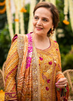 Orange Zari Cotton Net Angarkha (3-Piece) - Image 11