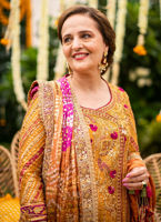 Orange Zari Cotton Net Angarkha (3-Piece) - Image 12