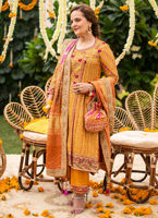 Orange Zari Cotton Net Angarkha (3-Piece) - Image 13