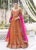 Burnt Orange Zari Net Angharka Kalidaar (2-Piece) - Image 1