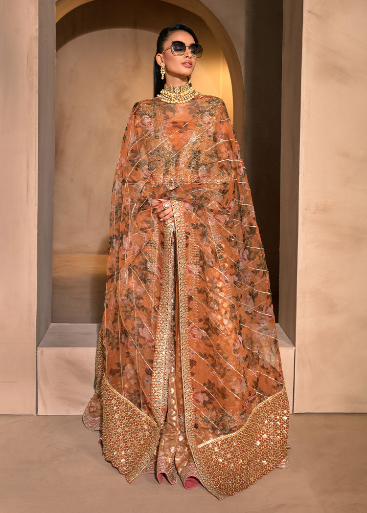 Orange Embellished Net Organza Anarkali Dress (3-Piece) - Image 7