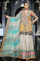 Deep Orange Embroidered Organza Angrakha (3-Piece) - Image 2