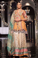 Deep Orange Embroidered Organza Angrakha (3-Piece) - Image 3