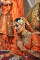 Orange Zardozi Jamawar Kalidaar Gharara (3-Piece) - Image 3
