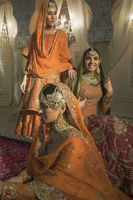 Orange Zardozi Jamawar Kalidaar Gharara (3-Piece) - Image 4