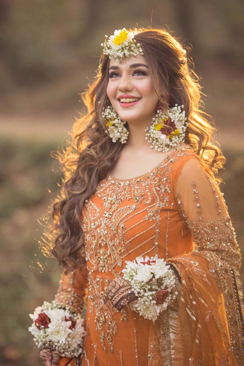 Pakistani Burnt Orange Embellished Net & Raw Silk Farshi Gharara (3-Piece) - Image 5