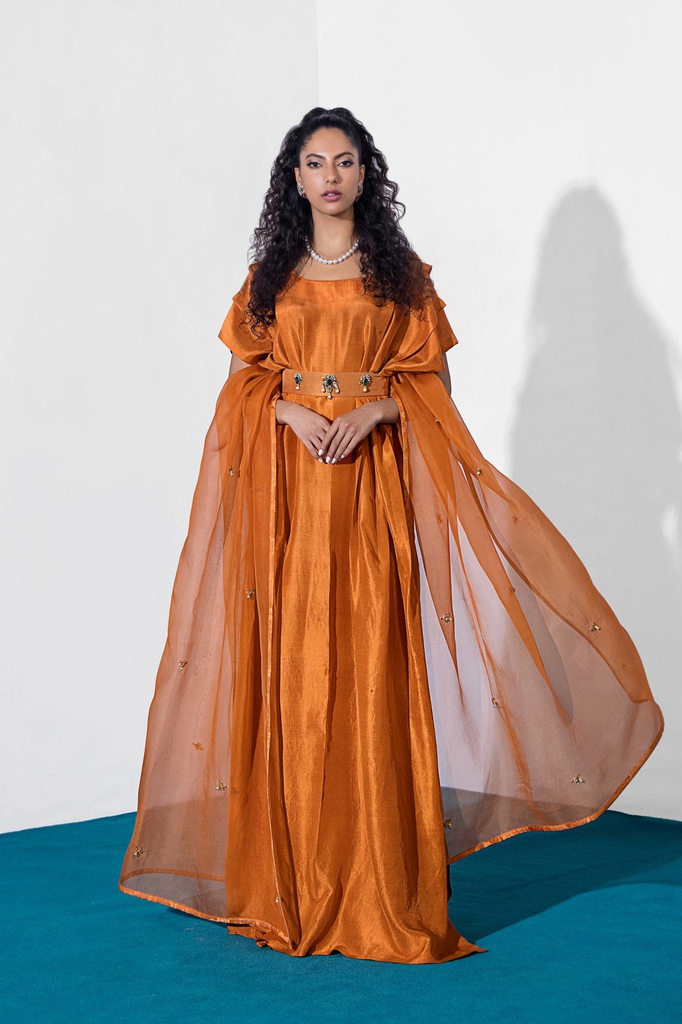 Pakistani Mandarin Embellished Pure Silk Kaftan (3-Piece) - Image 4