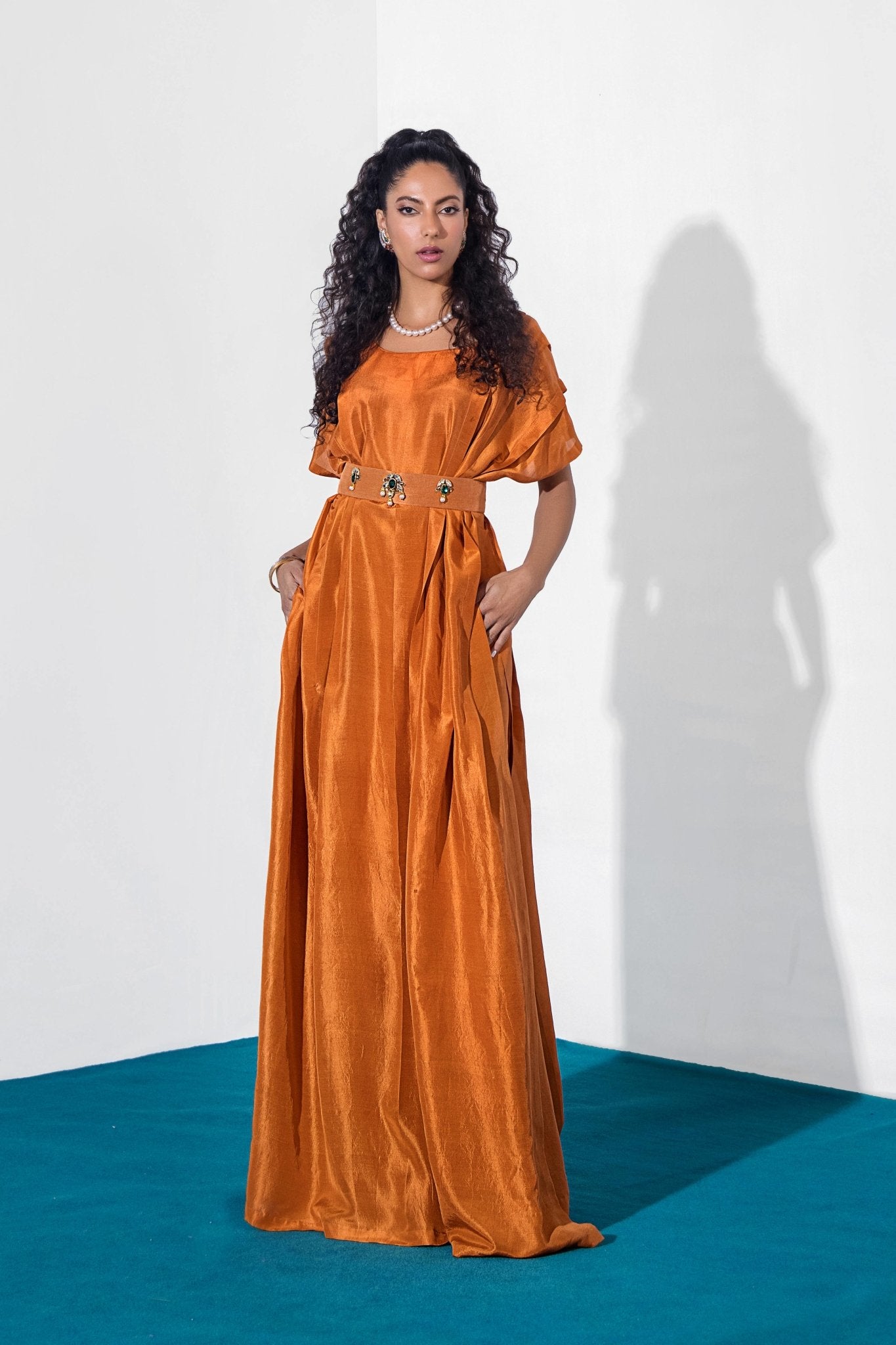 Pakistani Mandarin Embellished Pure Silk Kaftan (3-Piece) - Image 6