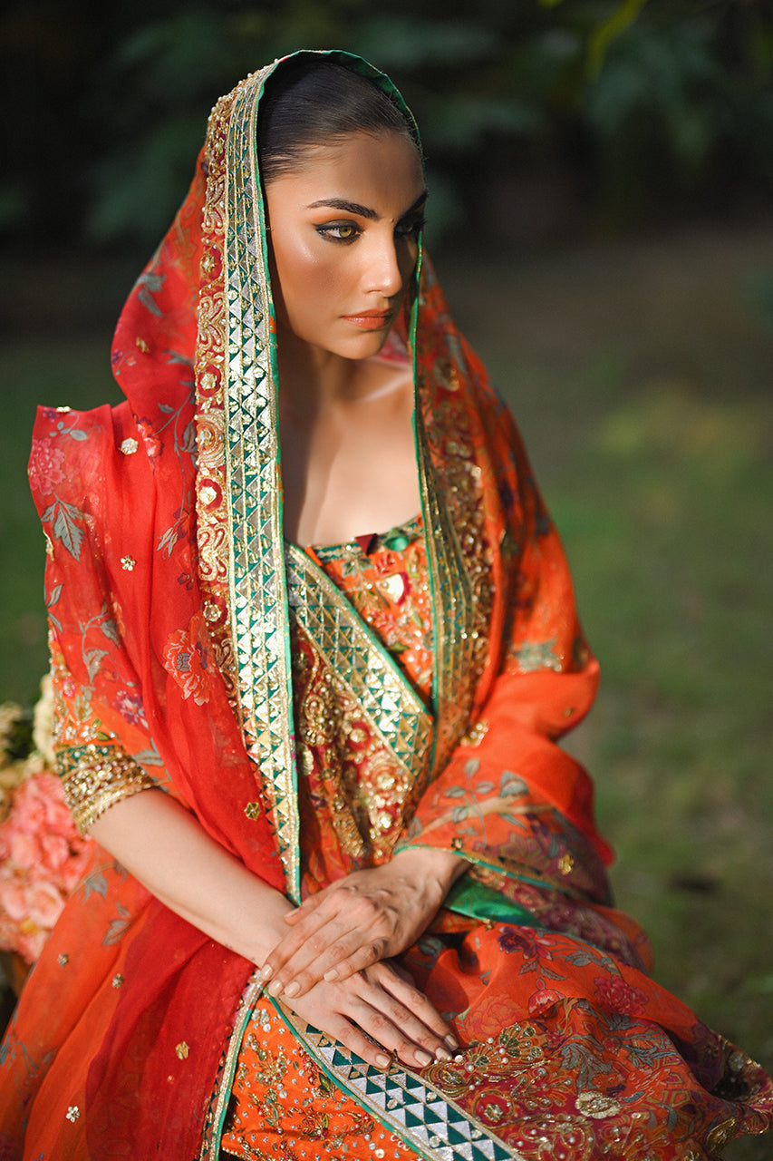 Clementine Zardozi & Gota Cotton Net Lehenga (3-Piece) - Image 6