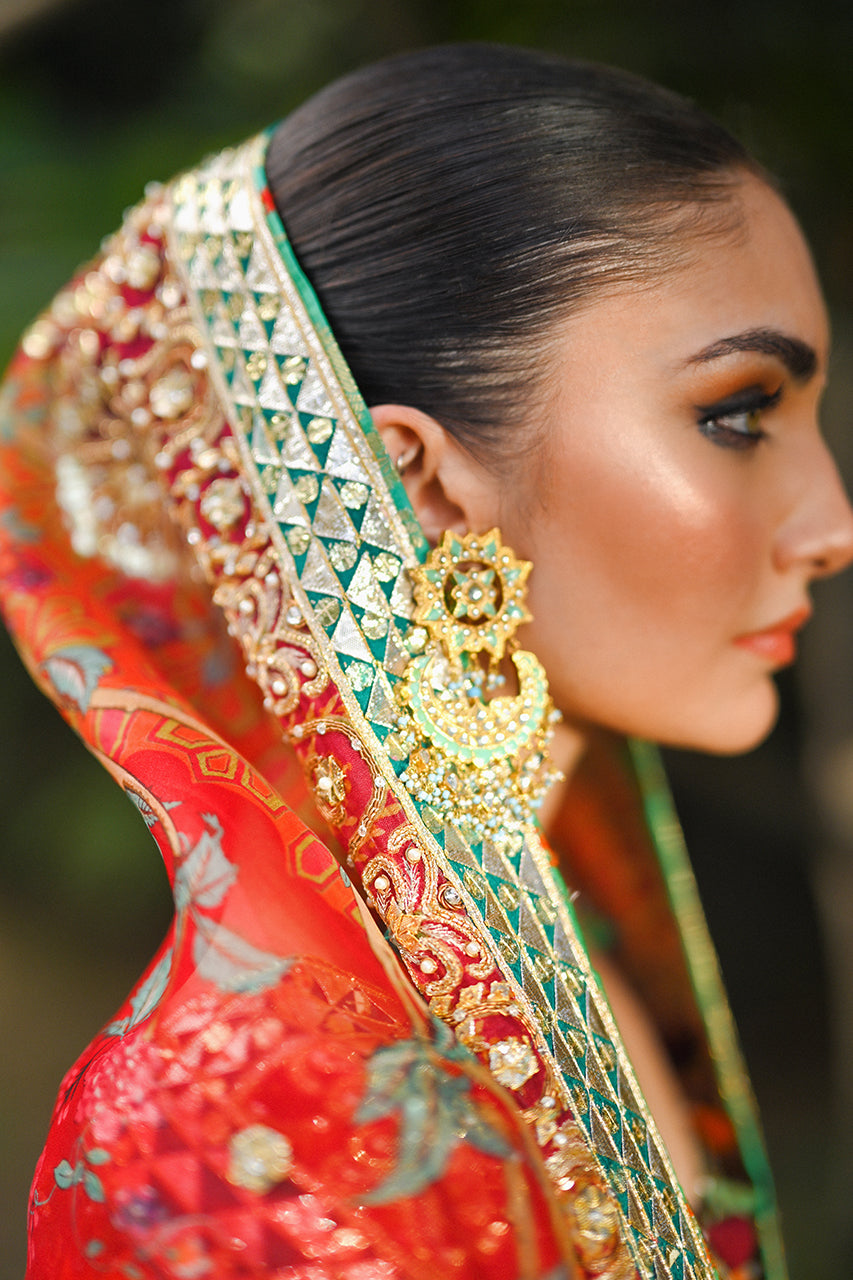 Clementine Zardozi & Gota Cotton Net Lehenga (3-Piece) - Image 7